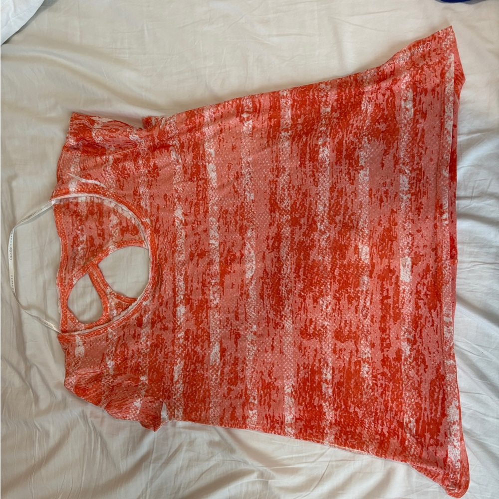 Calvin Klein Performance Red and White Short Sleeve Tee
